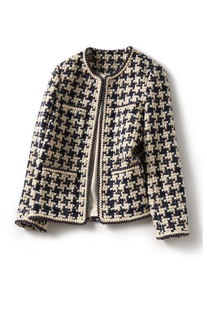 Clara - Houndstooth Tweed Chanel-Style Jacket