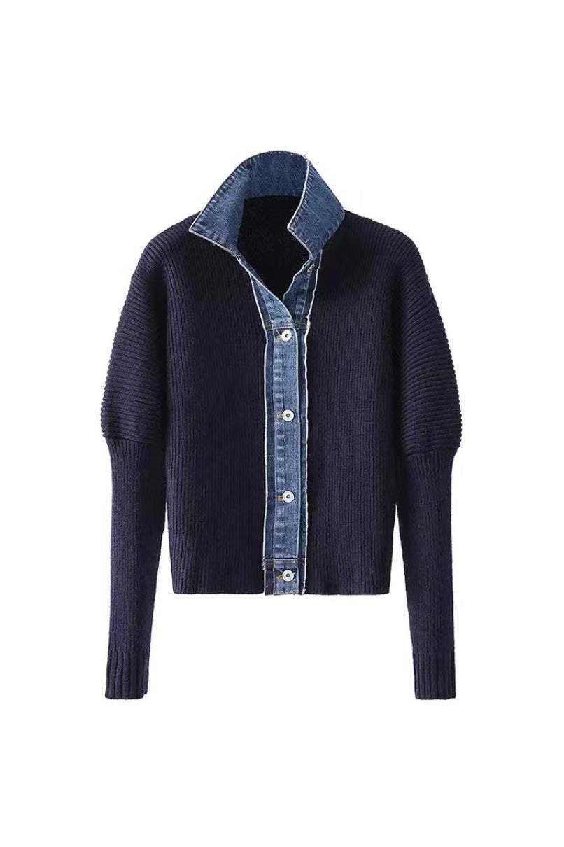 Agnes - Fringe Detail Denim-Switch Jacket